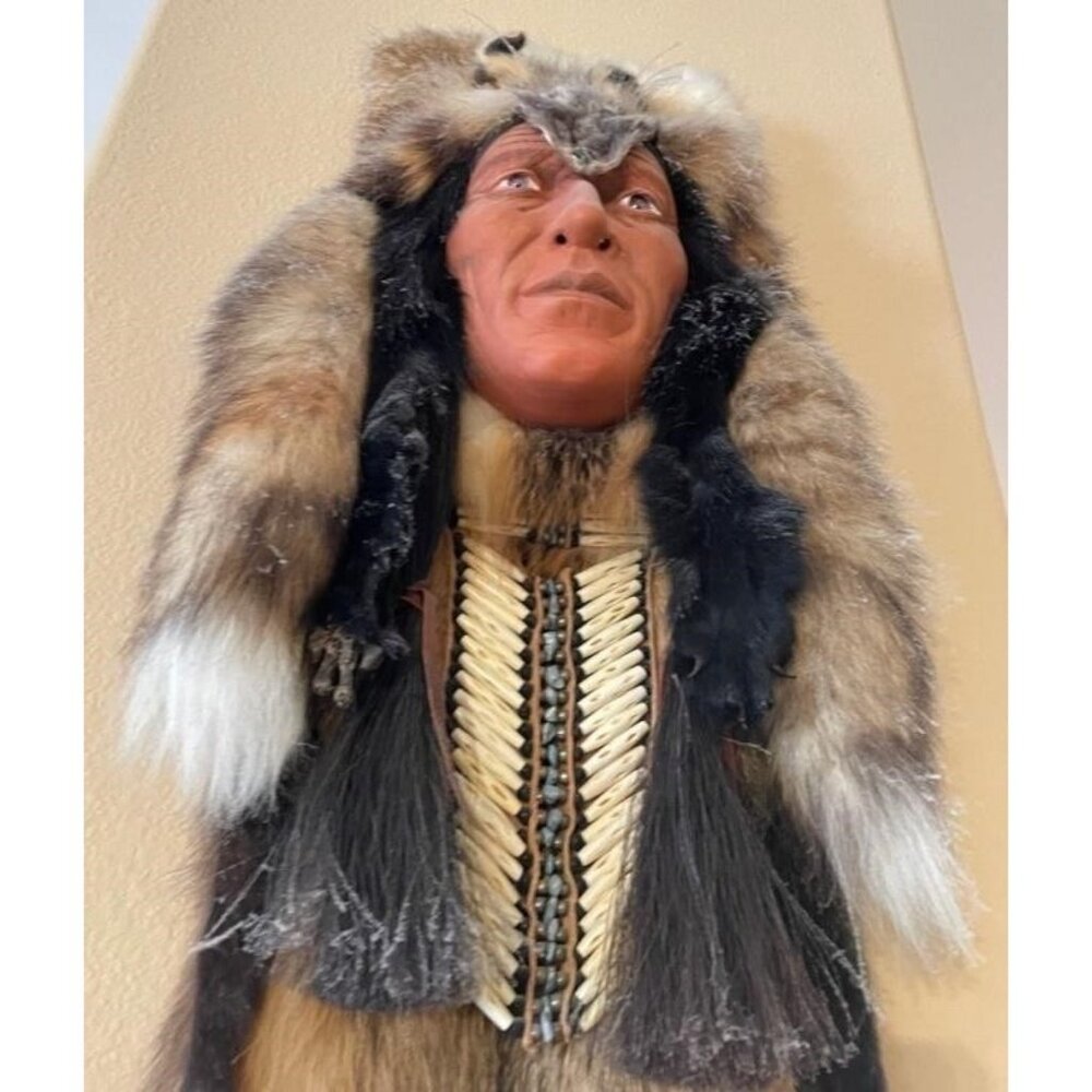43" Native American La Ne Ayo Assiniboine Walking Wolf Cherokee Mask 1/100 - Picture 7 of 16